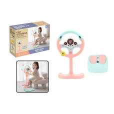 Кермо 2192 E-72 Штрихкод=92477 (18) колір РОЖЕВИЙ, висота підставки 34 см, звукові ефекти, озвучування англійською, веселі мелодії, підсвічування, педалі гальма та газу, присоски, в коробці