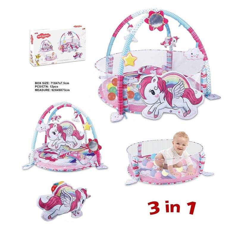 Килимок 023-73 B (12) “Єдиноріг”, брязкальця, набір пластикових кульок, у коробці Килимок 023-73 B (12) “Єдиноріг”, брязкальця, набір пластикових кульок, у коробці