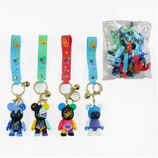 Брелок C 70557 (50) ЦІНА ЗА 12 ШТУК В УПАКОВЦІ, гумова фігурка ведмедика, висота 6.5см, силіконовий ремінець, кільце, карабін, в пакеті