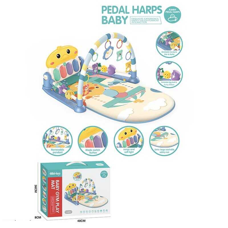 Килимок 698-95 (18/2) на батарейках, піаніно, брязкальця,  музика, підсвічування, обертові елементи, режими гри, в коробці