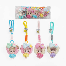Брелок C 70742 (300) ЦІНА ЗА 4 ШТУКИ В УПАКОВЦІ, “Лялька”, карабін, шнурок, в пакеті