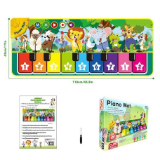 Килимок музичний 638-18 (36) 110 х 3 х 43 см, на батарейках, музичні інструменти, ноти, звуки тварин, запис, режим пам“яті, музика, в коробці