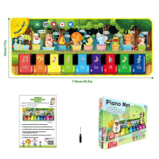 Килимок музичний 638-19 (36) 110 х 3 х 43 см, на батарейках, музичні інструменти, ноти, звуки тварин, запис, режим пам“яті, музика, в коробці
