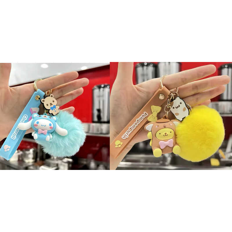 Брелок C 70836 (50) ЦІНА ЗА 12 ШТУК В УПАКОВЦІ, герой, середня висота - 4,5 см, металева фурнітура, ремінець, хутряна кулька, у пакеті