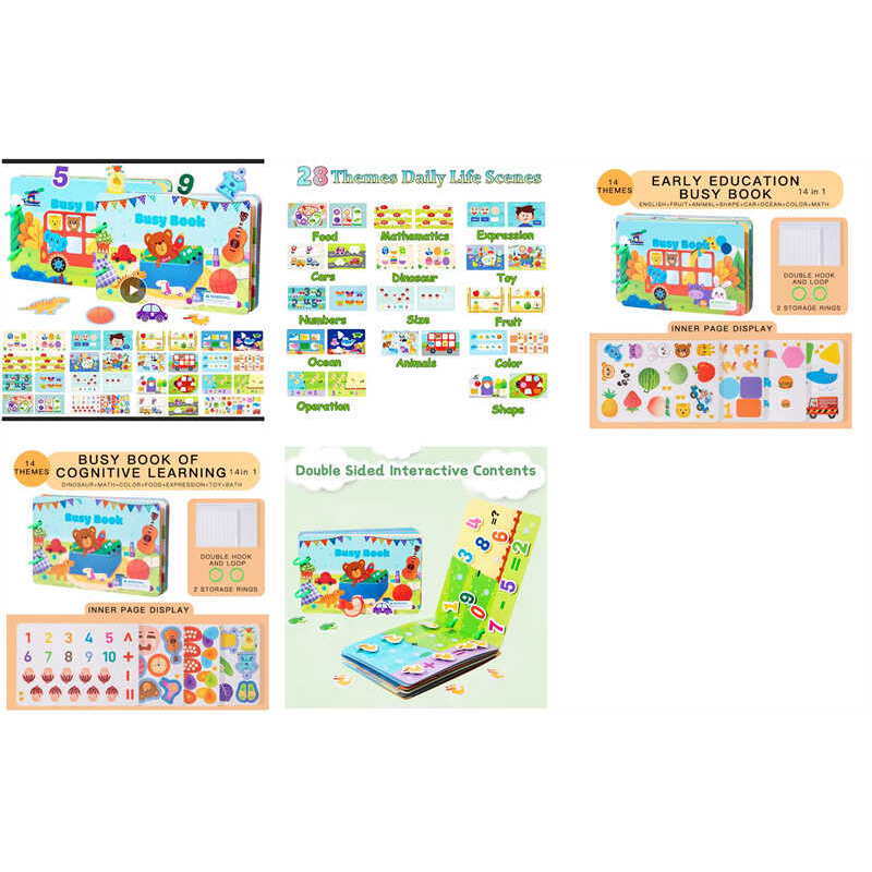 Книжка логічна C 73235 (132) 14 сторінок, картонна, елементи на липучках, цифри, кольори, тварини, геометричні фігури, в пакеті