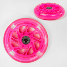 Колесо для 3-х колісного самокату MAXI YT-85011/113 (50) ЦІНА ЗА 2 ШТУКИ В УПАКОВЦІ, матеріал PU, колір рожевий, зі світлом, 120 мм, підшипник ABEC-7, в пакеті