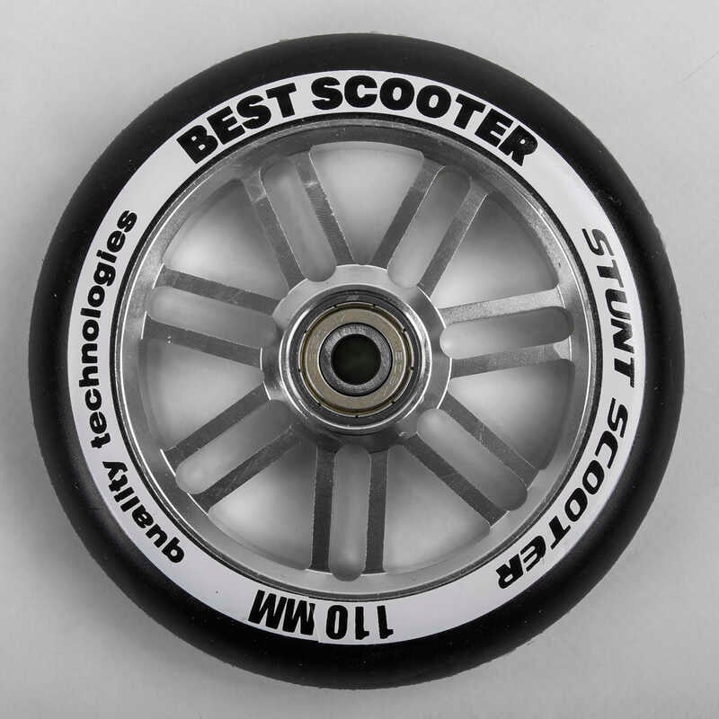 Колесо для трюкового самоката WH - 9604/110 (90) “Best Scooter“, колір СРІБНИЙ, 110 мм PU, підшипник ABEC-9