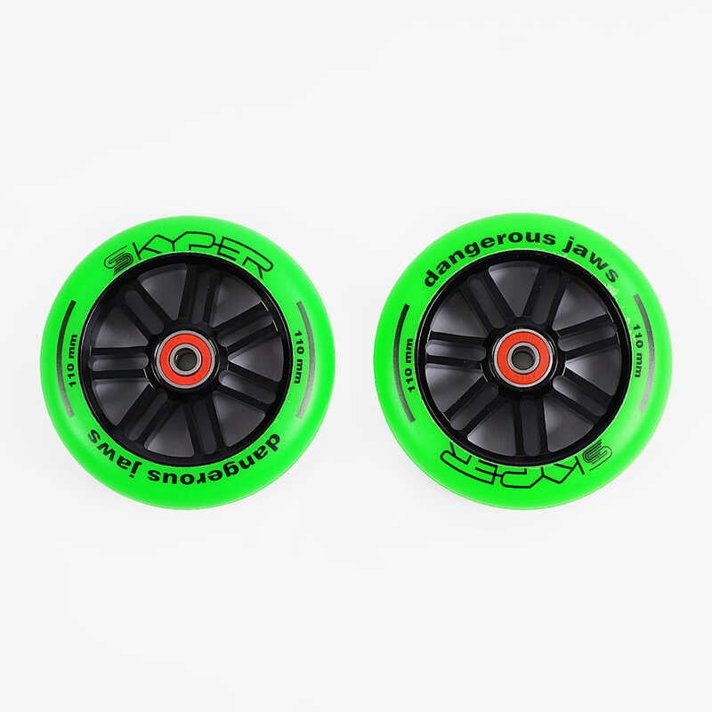 Колесо для трюкового самоката WL-0036/110 (50) “Skyper“, колір зелений, 110мм PU,  підшипники ABEC-7, ЦІНА ЗА 2 ШТУКИ В УПАКОВЦІ
