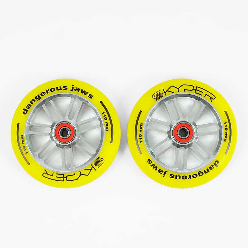 Колесо для трюкового самоката WL-0082/110 (50) “Skyper“, колір жовтий, 110мм PU,  підшипники ABEC-7, ЦІНА ЗА 2 ШТУКИ В УПАКОВЦІ