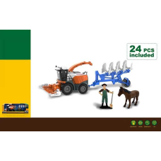 Комбайн 550-37 K (24/2) підсвічування, звуки транспорту, інерція, гумові колеса,фігурка людини й коня, навісне обладнання від’єднується, в коробці