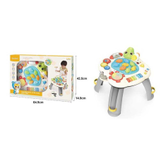 Ігровий музичний столик 2601 (5) піаніно, звукові ефекти, підсвічування, мелодії та пісні, англійські слова та фрази, стукалка, гра на реакцію, регулювання гучності, рухомі шестерні, 2 брязкальця, пальчикові ігри, в коробці