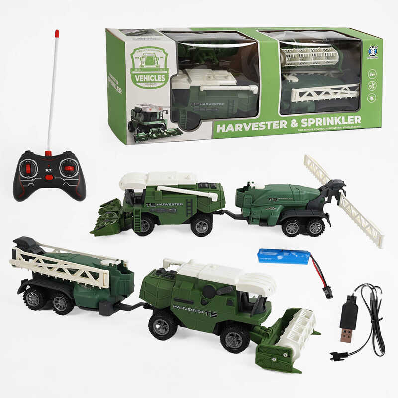 Комбайн на радіокеруванні CR 1924 (12/2) причіп, аксесуари, підсвічування, акум. 3.7V, USB-кабель, в коробці