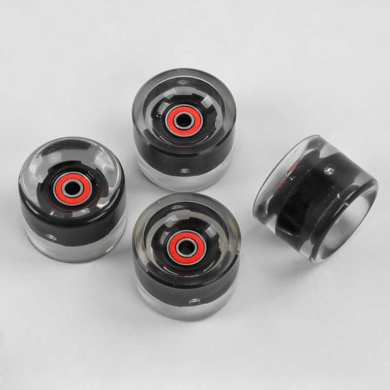 Комплект коліс для пенні борда SK-485 (25) “Best Board” /ЦІНА ЗА 4ШТ/ колір ЧОРНИЙ, зі світлом, підшипник ABEC-7, жорсткість 84А, розмір 60х45мм