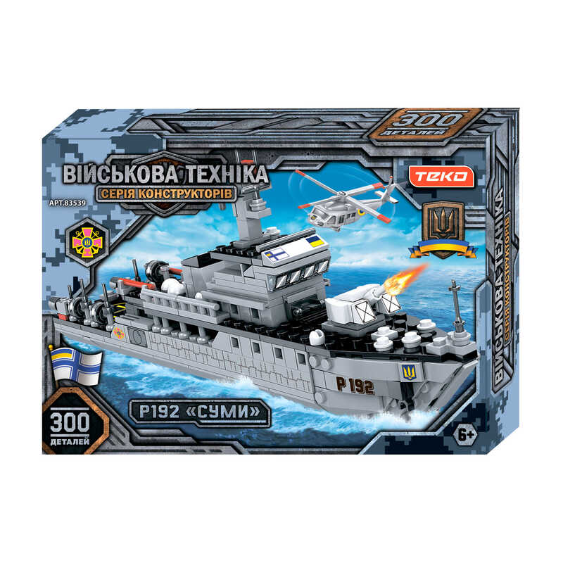 Конструктор “Військова техніка“ 83539 (24) “Teko“, 300 деталей, патрульний катер “Суми“, в коробці