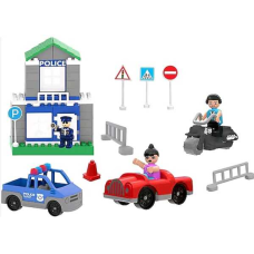 Конструктор 03-613 Pilsan (6) “Поліція“, 2 машини, мотоцикл, 3 ігрові фігурки, аксесуари, в коробці