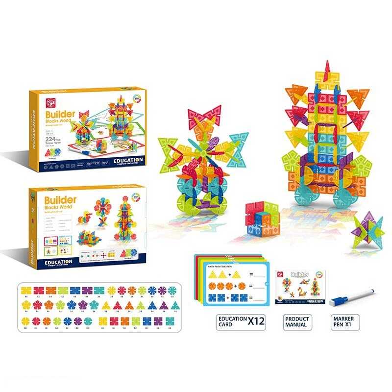 Конструктор 188-632 (24) 224 деталі, маркер “пиши-стирай”, картки із завданнями, в коробці