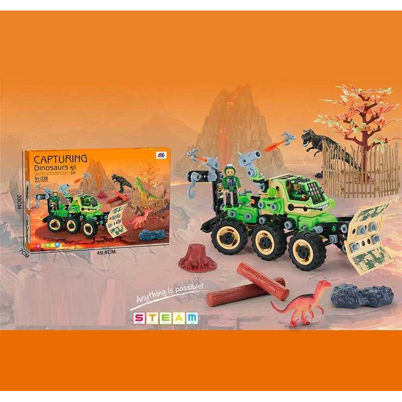 Конструктор J 6615 (18/2) 238 деталей, інструменти, ігрові фігурки, гумові шини, в коробці